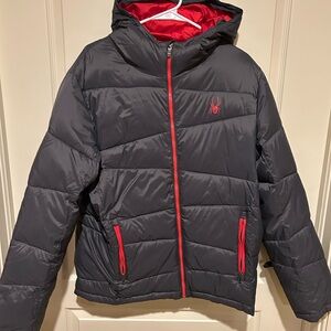 Spyder Kids' Charcoal and Red Puffer Jacket